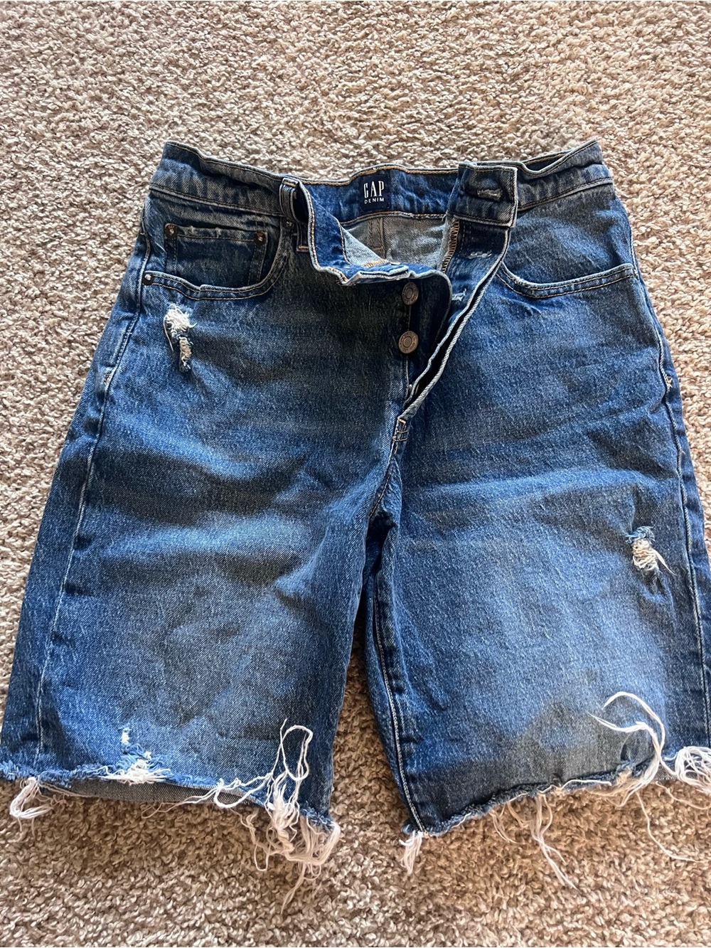 GAP Women’s Distressed Blue Denim Shorts